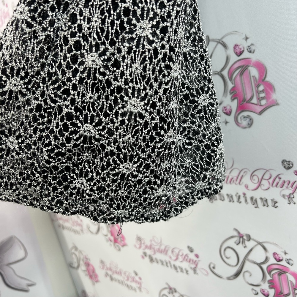 NICOLA tank top crochet detail Black and White silver Floral Tank Top cami - Picture 5 of 9